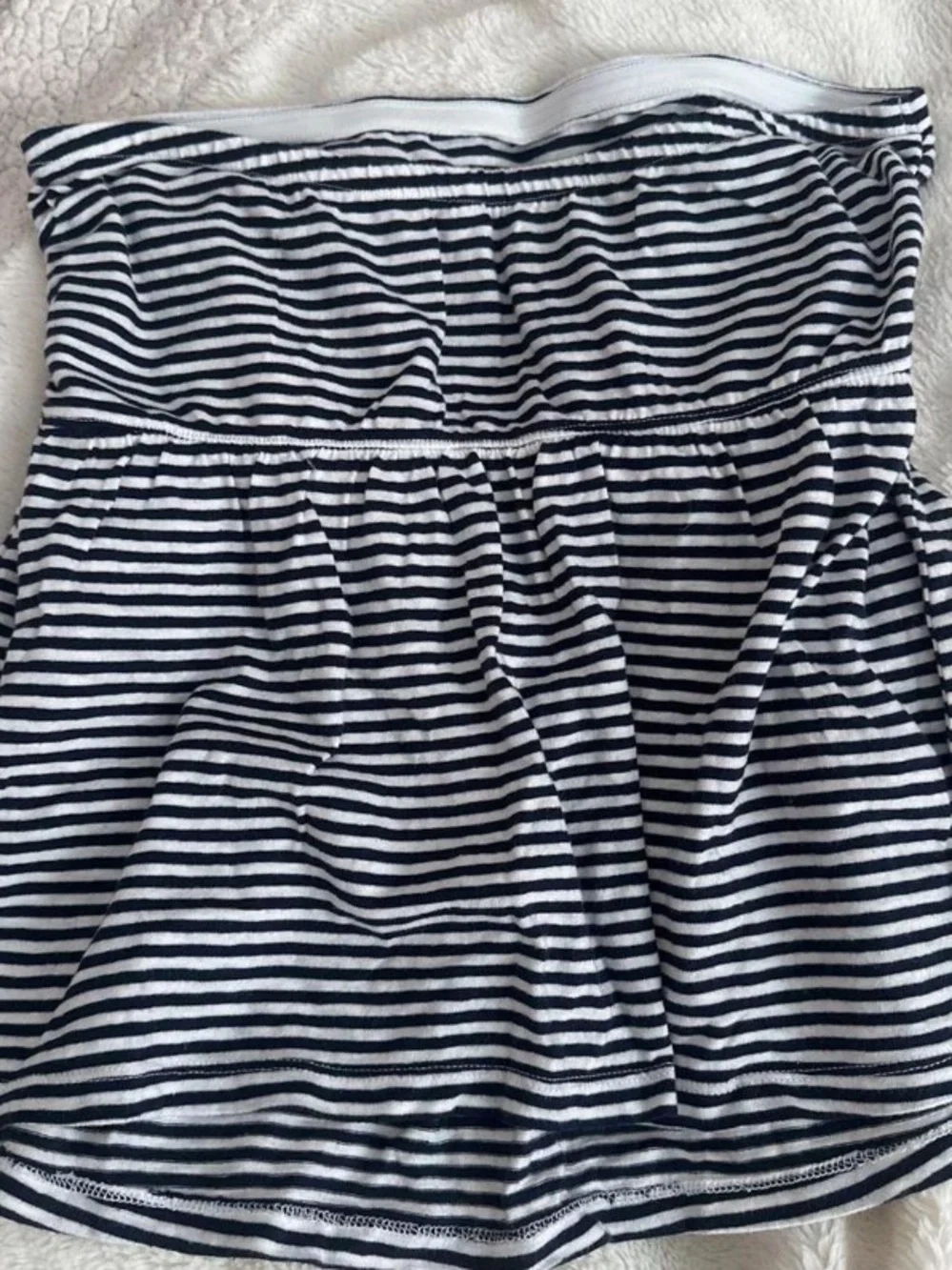 American Eagle Outfitters Navy and White Striped Strapless Tube Top
